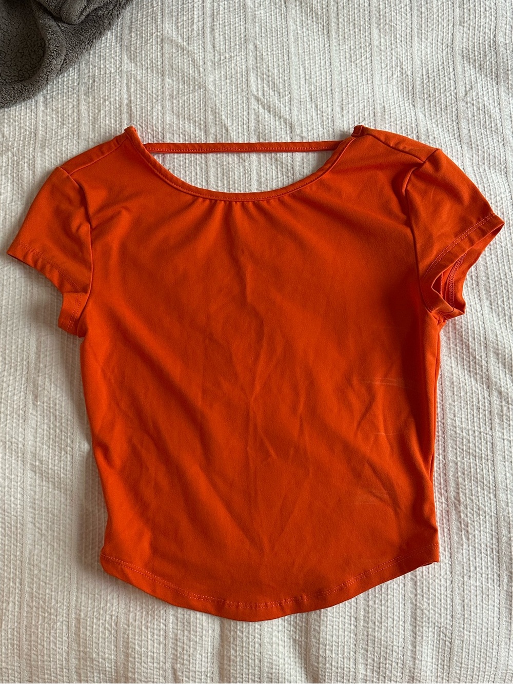 Women's Orange Short Sleeve Backless Scoop Neck Top